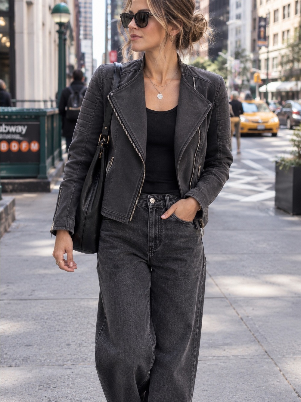 Athleta Black Washed Moto Jacket